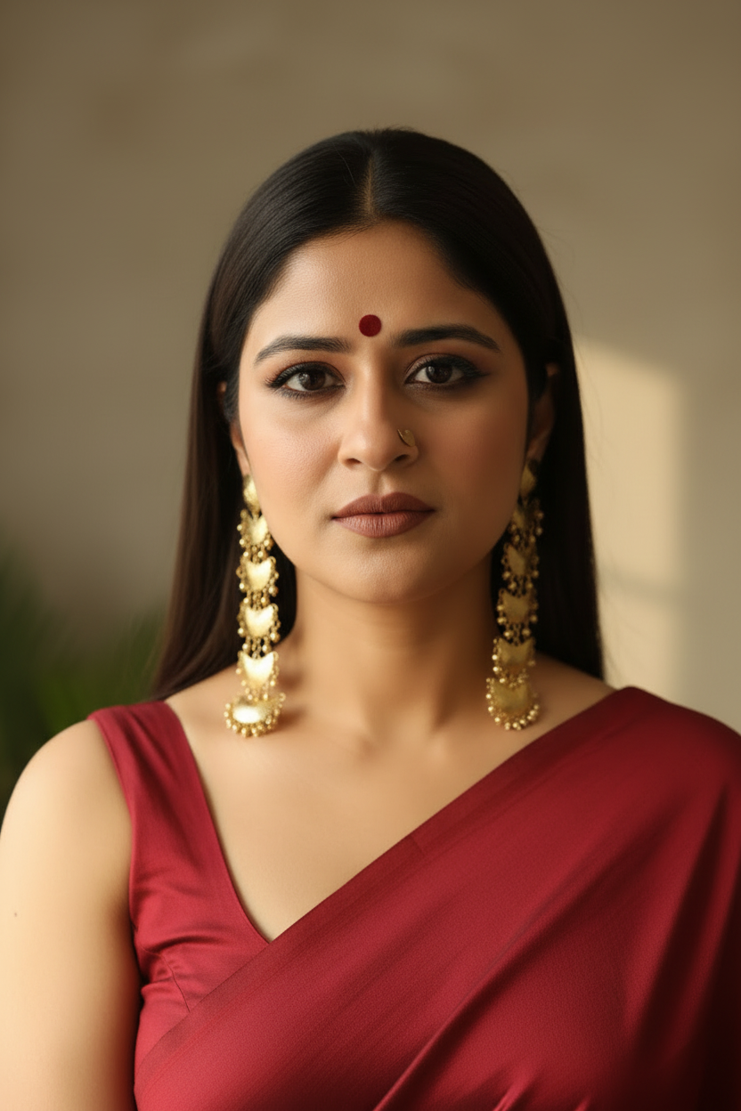 Chandramukhi Moon Brass Dangler Earrings