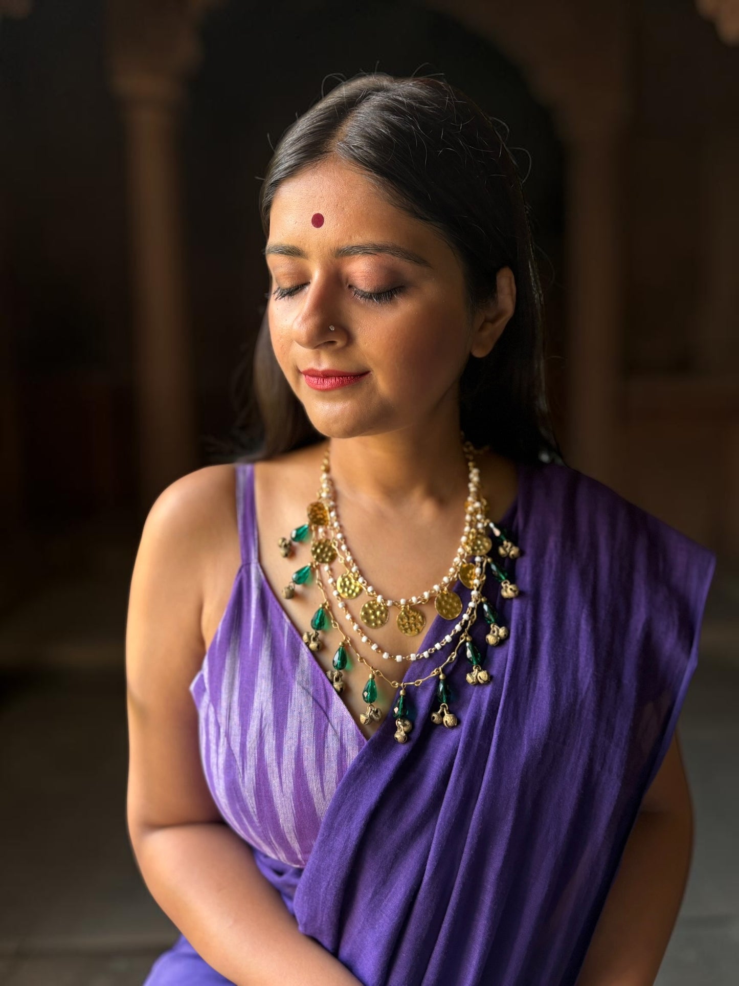 Thakurani Brass and Crystals Layered Statement Necklace