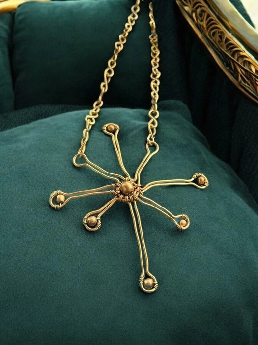 eight-point-star-pendant-brass-chain-necklace