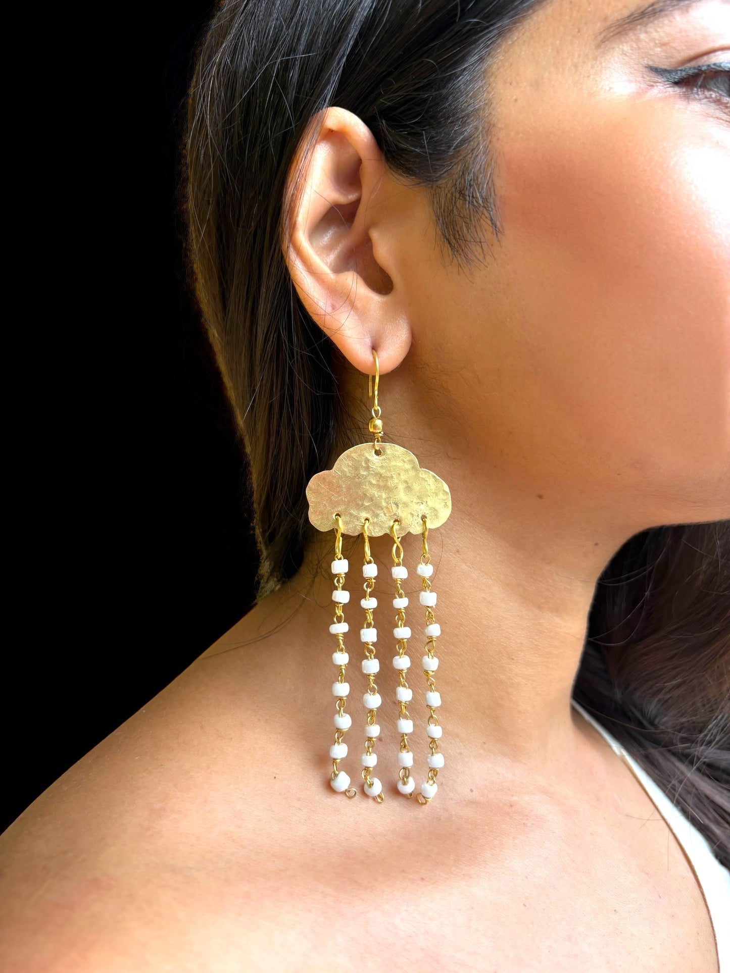 Rain Clouds Brass Dangler Earrings