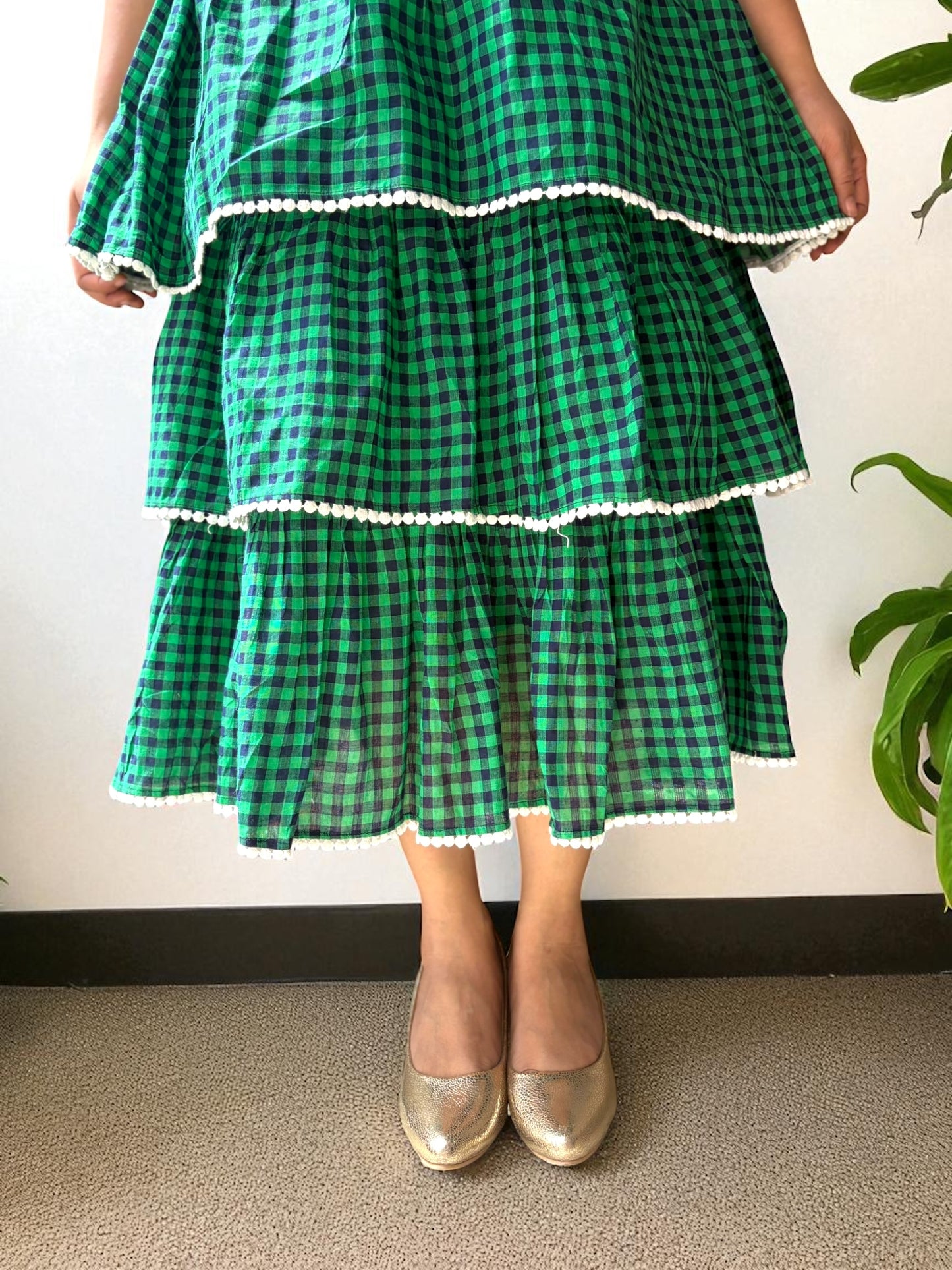 Dora Halter-Neck Tiered Flared Gamchha Cotton Dress