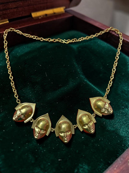 Chehra Premium Sculptural Brass Necklace Jewelry Set (Necklace, Earrings)