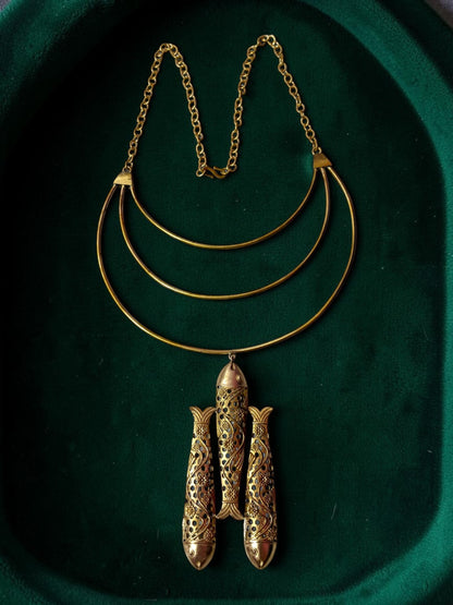 Meenmohini Premium Sculptural Brass Necklace