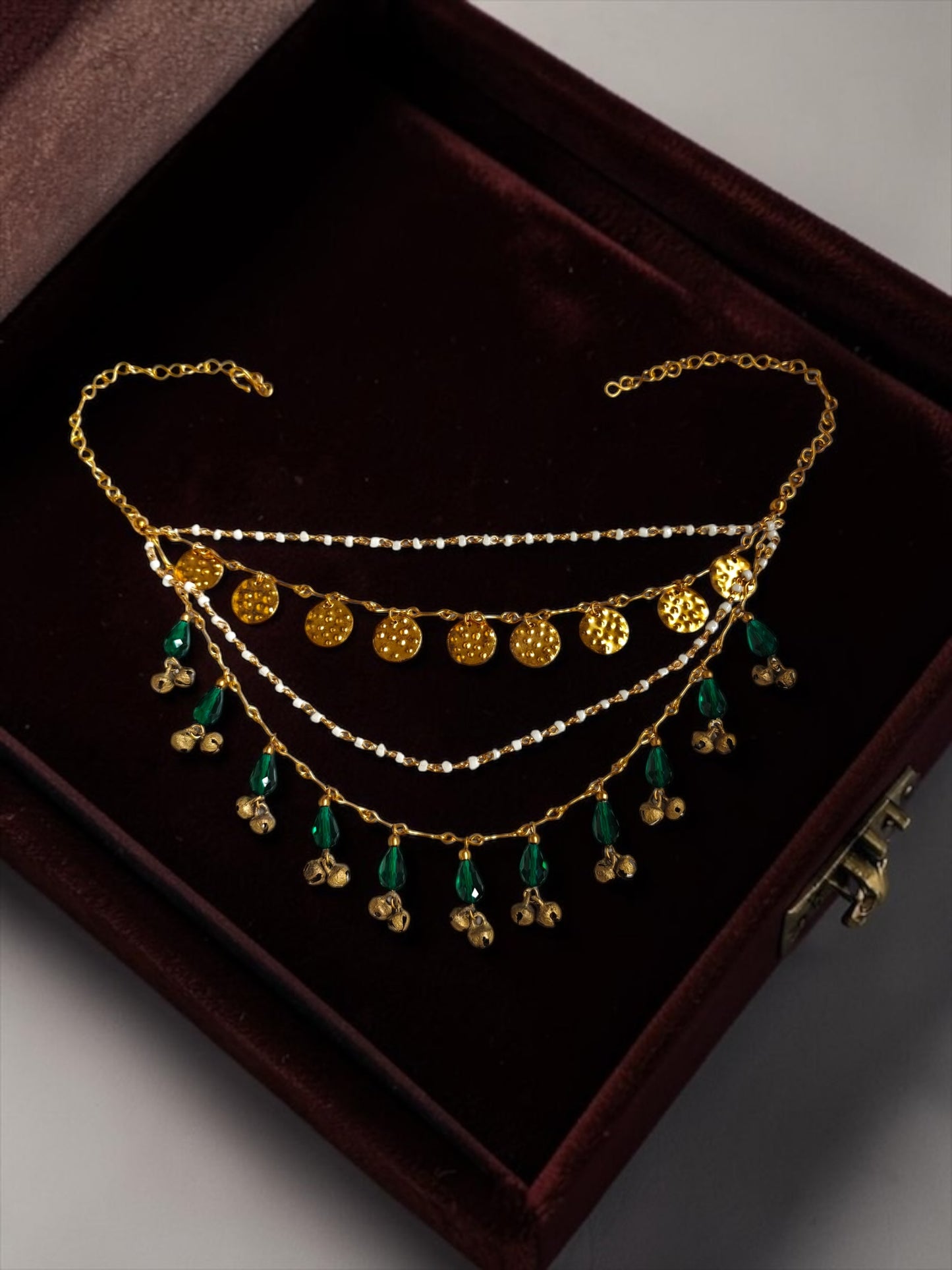 Thakurani Brass and Crystals Layered Statement Necklace