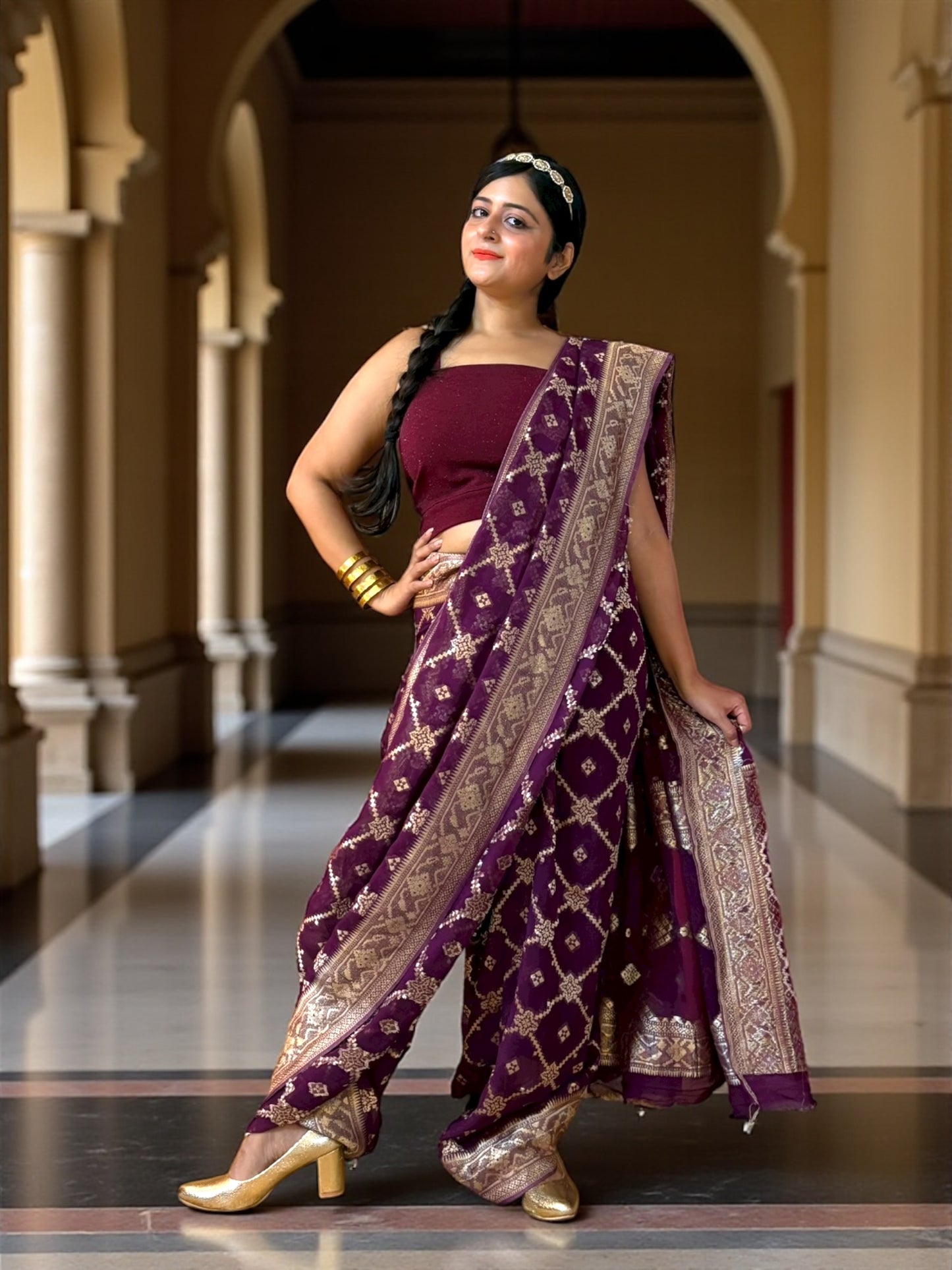 Full Jaalwork Khaddi Georgette Benarasi Saree