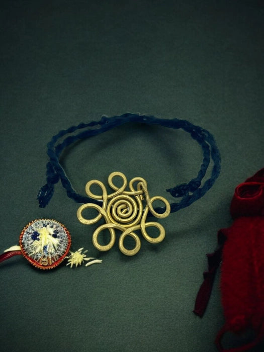 Spiral Flower Forever Brass Rakhi - Black