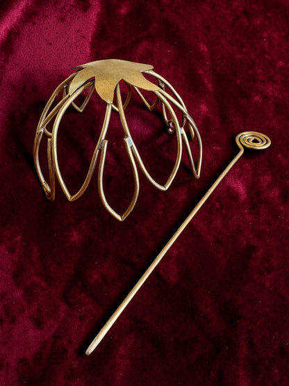 Flower Brass Bun Cage Hair Accessory