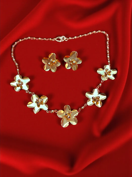 Ghungru Beads Brass Necklace Jewelry Set (Necklace + Stud Earrings)