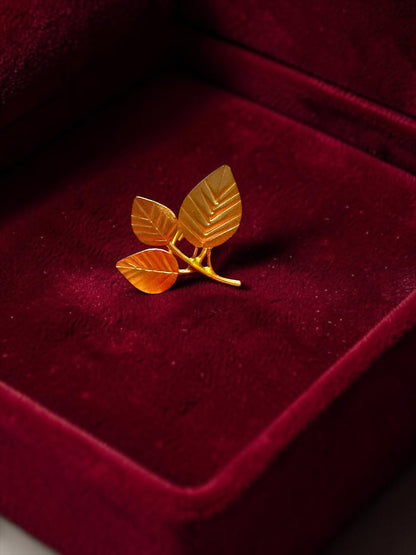 Leafy Affair Brass Dangler Earrings Jewelry Set (Earrings, Bracelet, Ring)