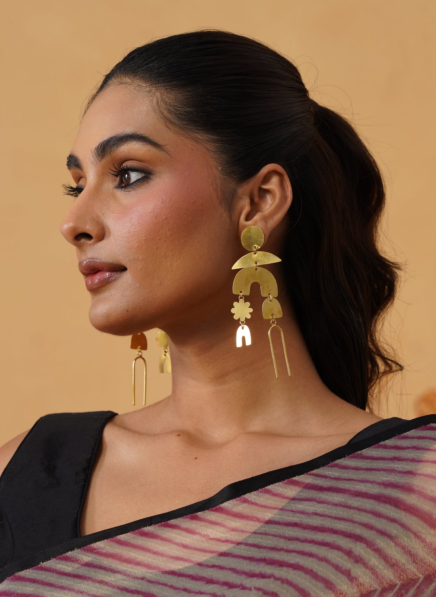 Floral Fantasia Brass Dangler Earrings