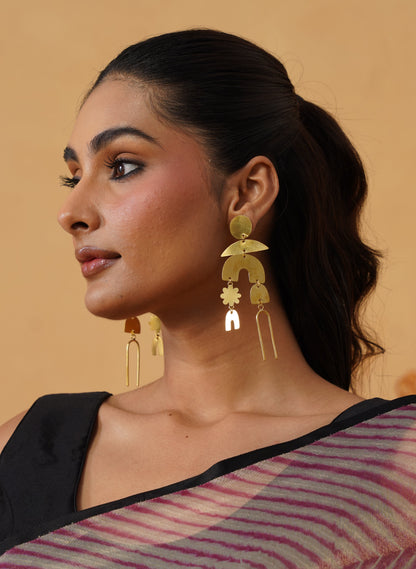 Floral Fantasia Brass Dangler Earrings