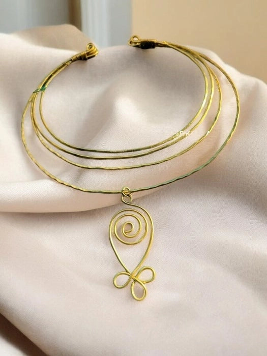 four-tiered-brass-hansli-necklace-with-spiral-pendant