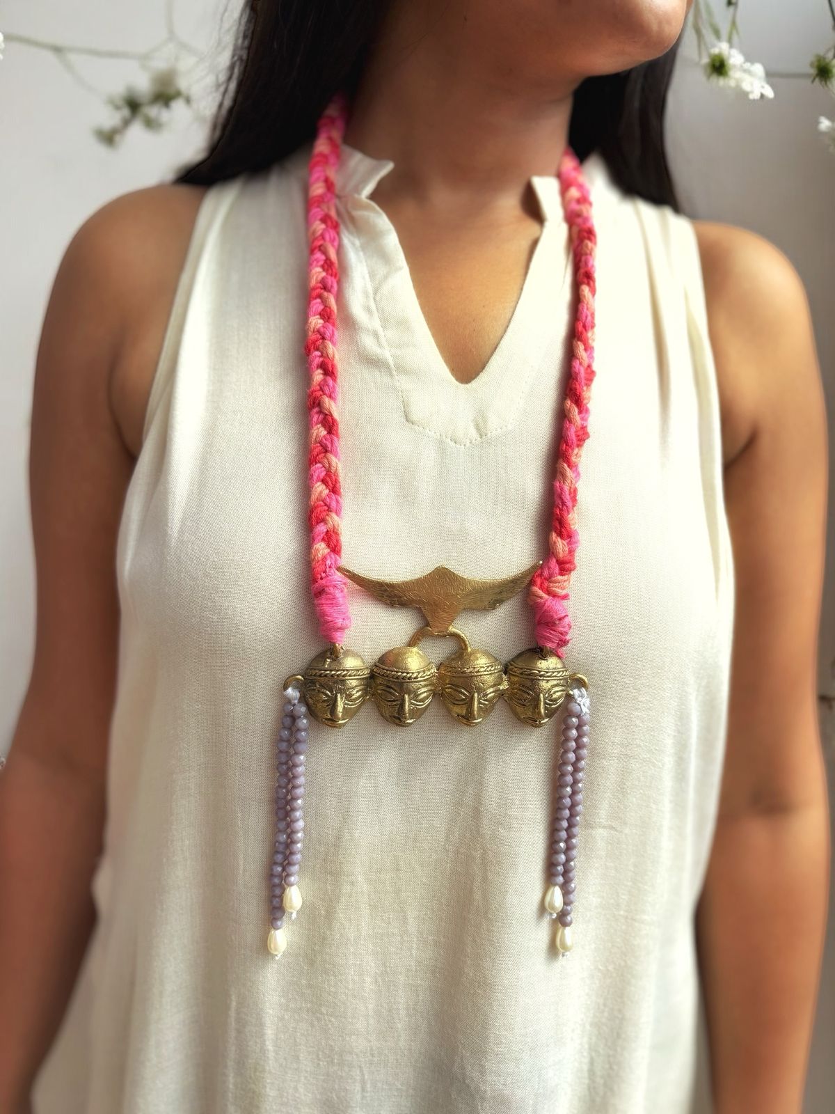 Gulab Gang Crystal Dokra Brass Necklace