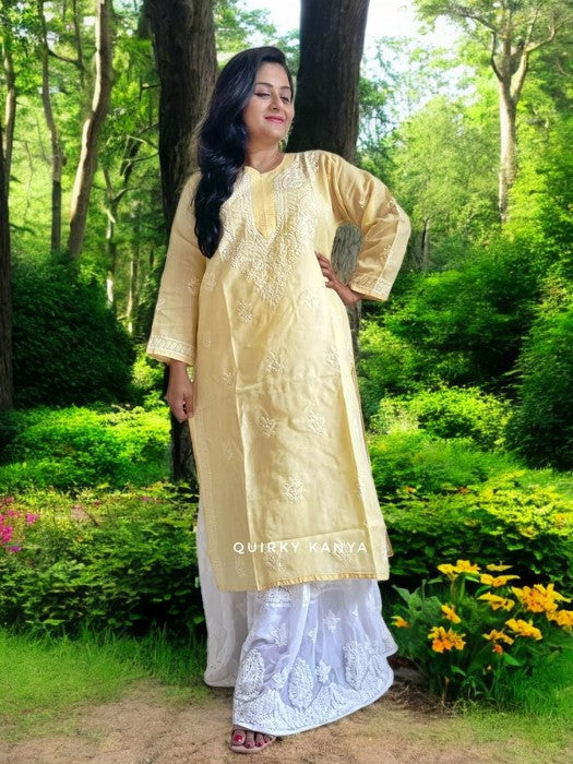 Gulaab Chikankari Cotton Kurta - Off-white