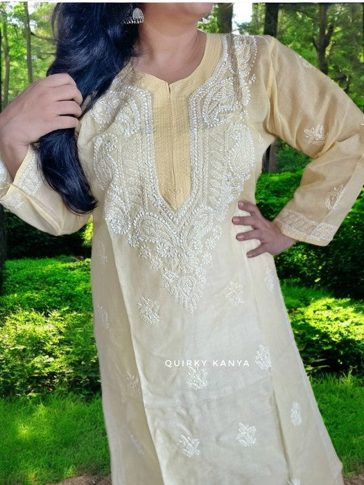 Gulaab Chikankari Cotton Kurta - Off-white