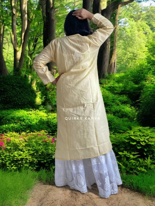 Gulaab Chikankari Cotton Kurta - Off-white