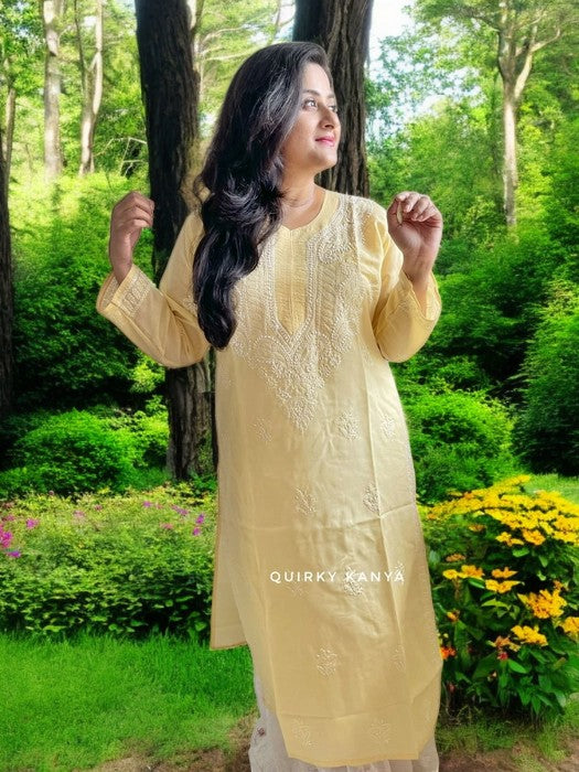 Gulaab Chikankari Cotton Kurta - Beige