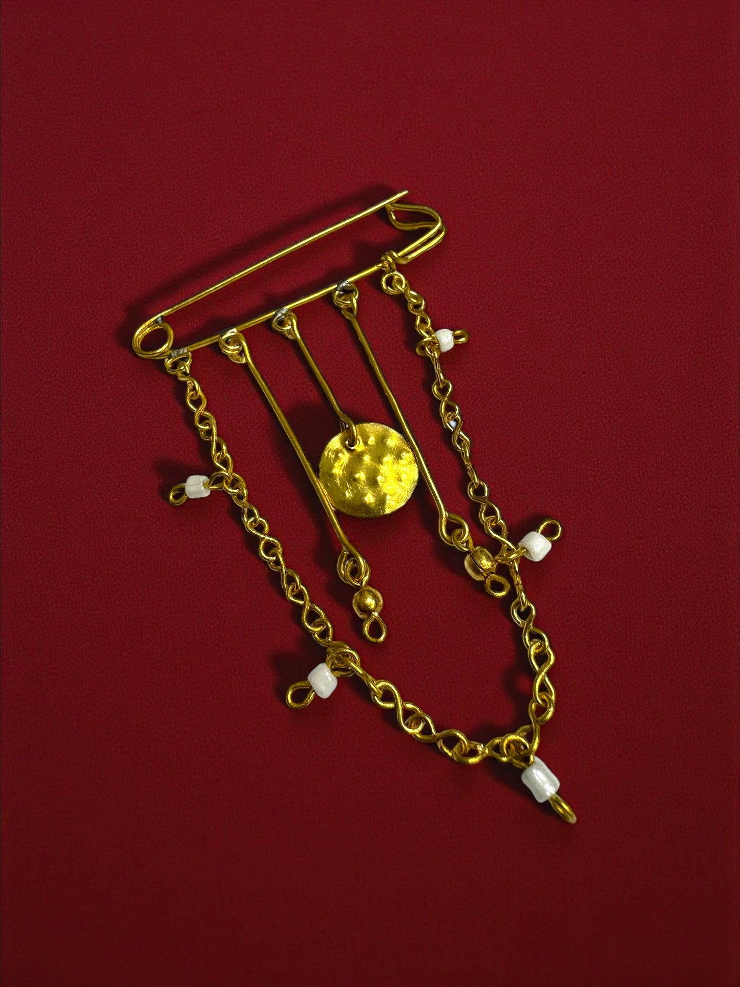 Coin and Chains Brass Brooch
