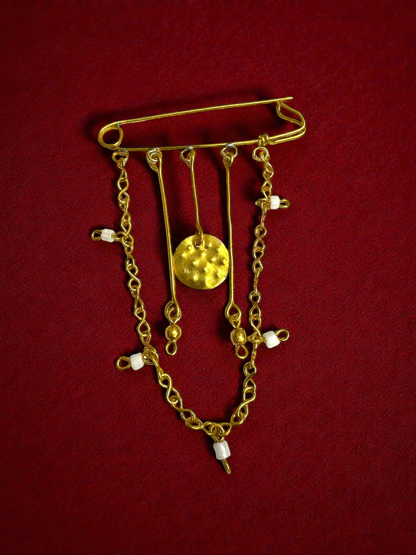 Coin and Chains Brass Brooch
