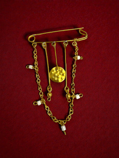 Coin and Chains Brass Brooch