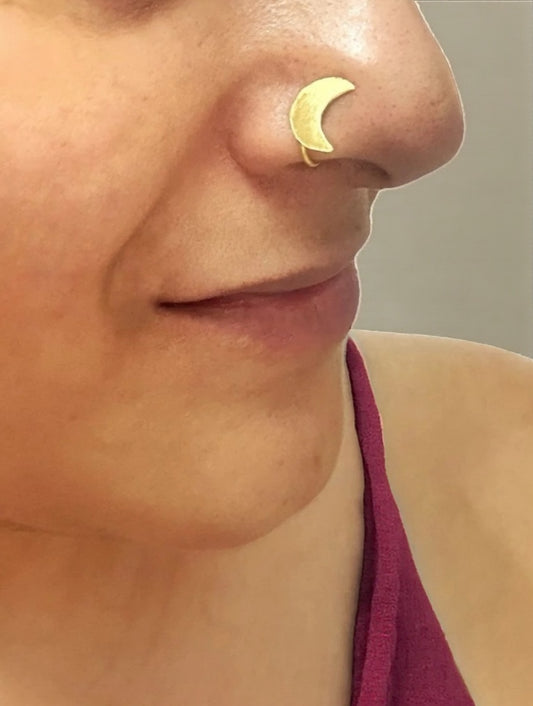 Crescent Moon Faux Brass Nosepin