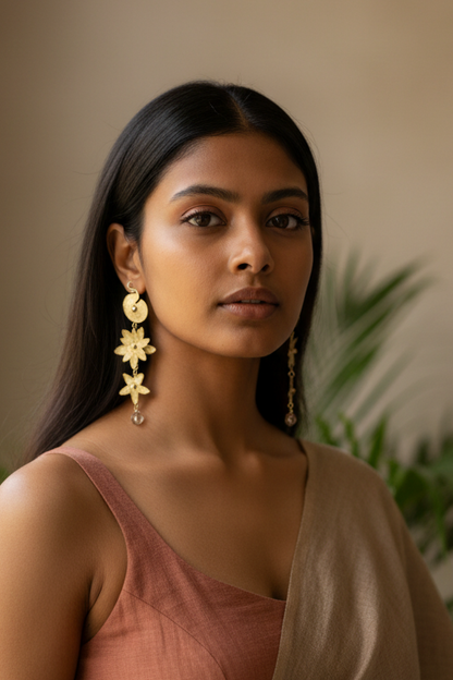 Lily Pond Brass Dangler Earrings
