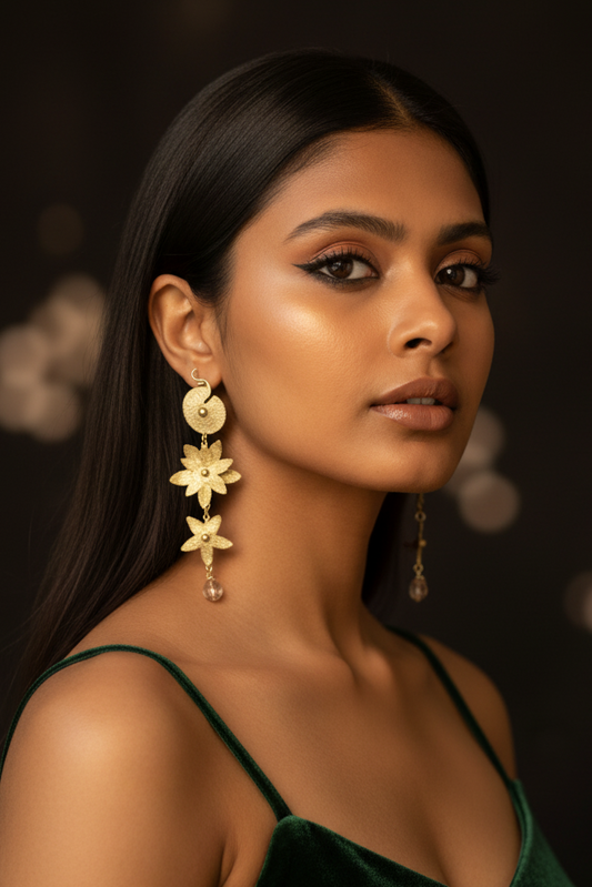 Lily Pond Brass Dangler Earrings