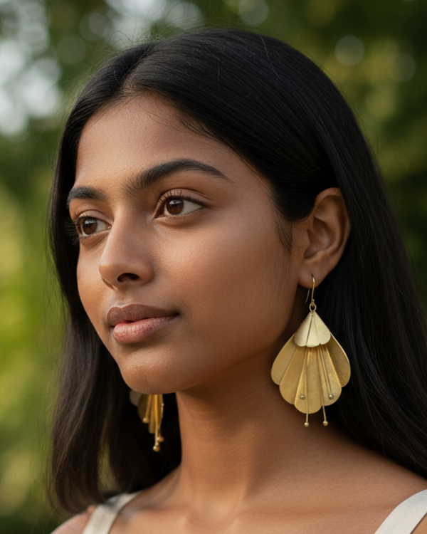 Dancing Lilies Brass Dangler Earrings
