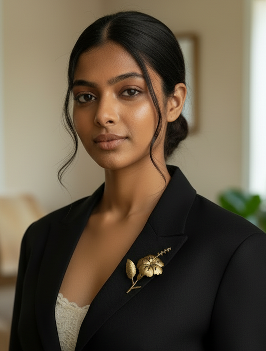 Hibiscus Brass Brooch