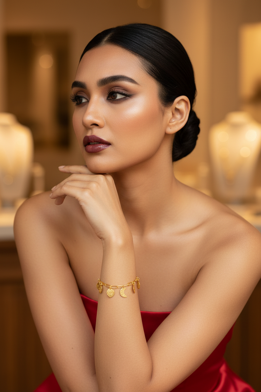 Rhythm of the Moon Brass Bracelet