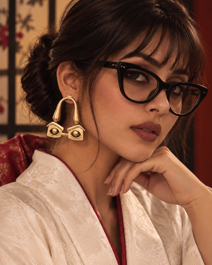 Nayan Tarse Premium Sculptural Brass Dangler Earrings