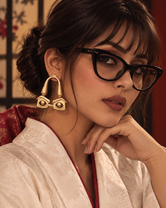 Nayan Tarse Premium Sculptural Brass Dangler Earrings