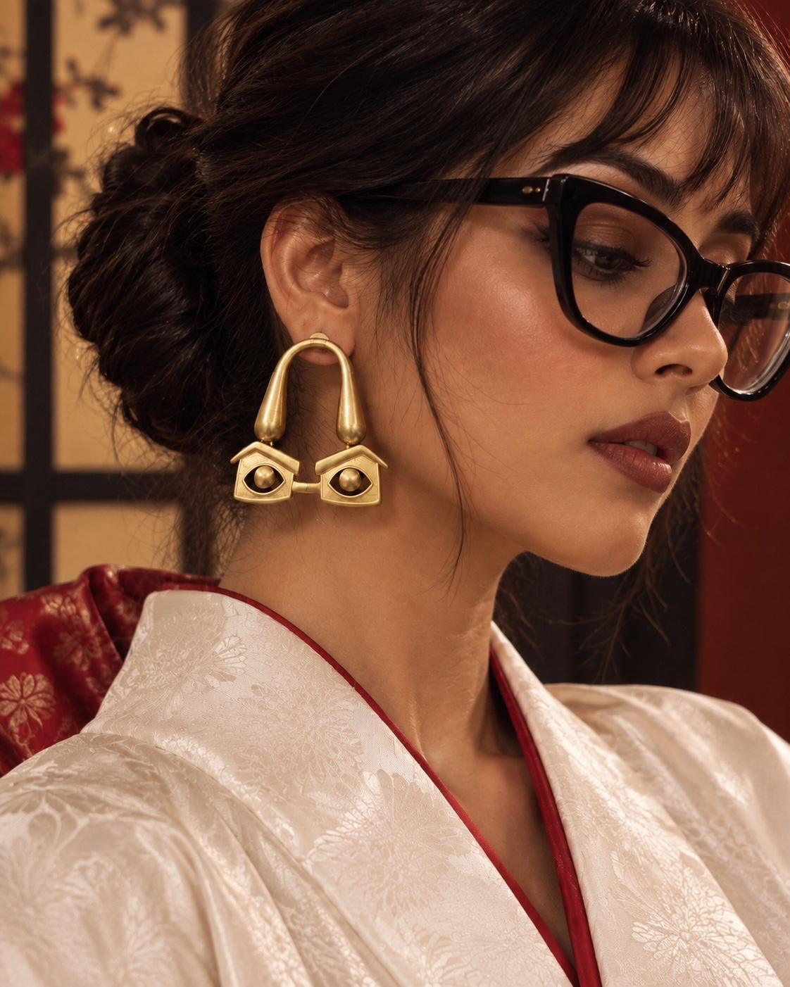 Nayan Tarse Premium Sculptural Brass Dangler Earrings