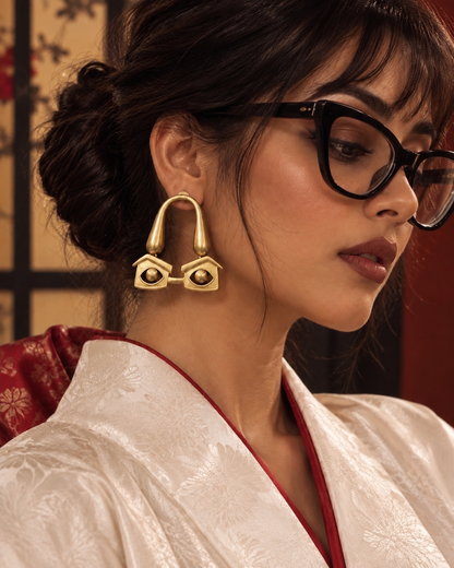 Nayan Tarse Premium Sculptural Brass Dangler Earrings
