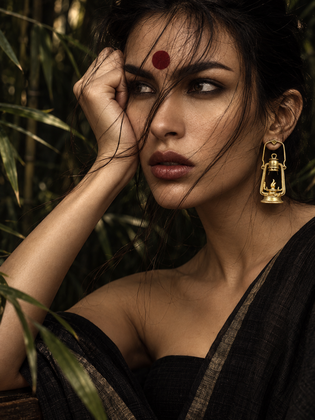 Lantern Premium Sculptural Brass Dangler Earrings
