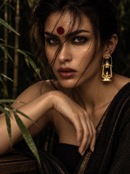 Lantern Premium Sculptural Brass Dangler Earrings