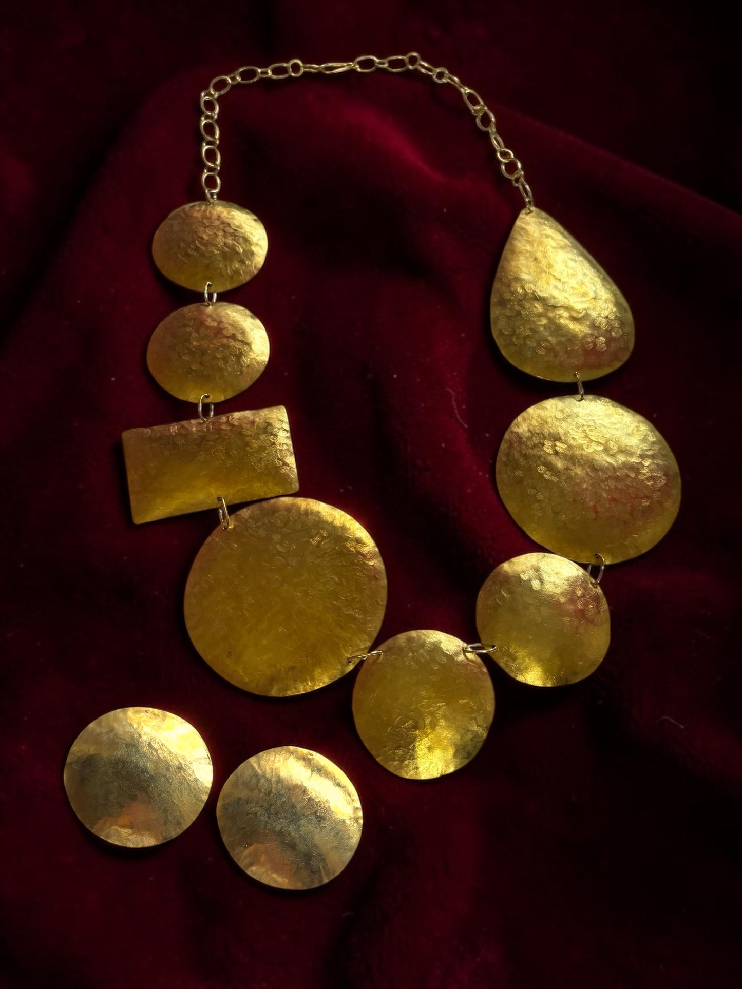 Circle of Life Brass Statement Necklace Jewelry Set (Necklace, Earrings)