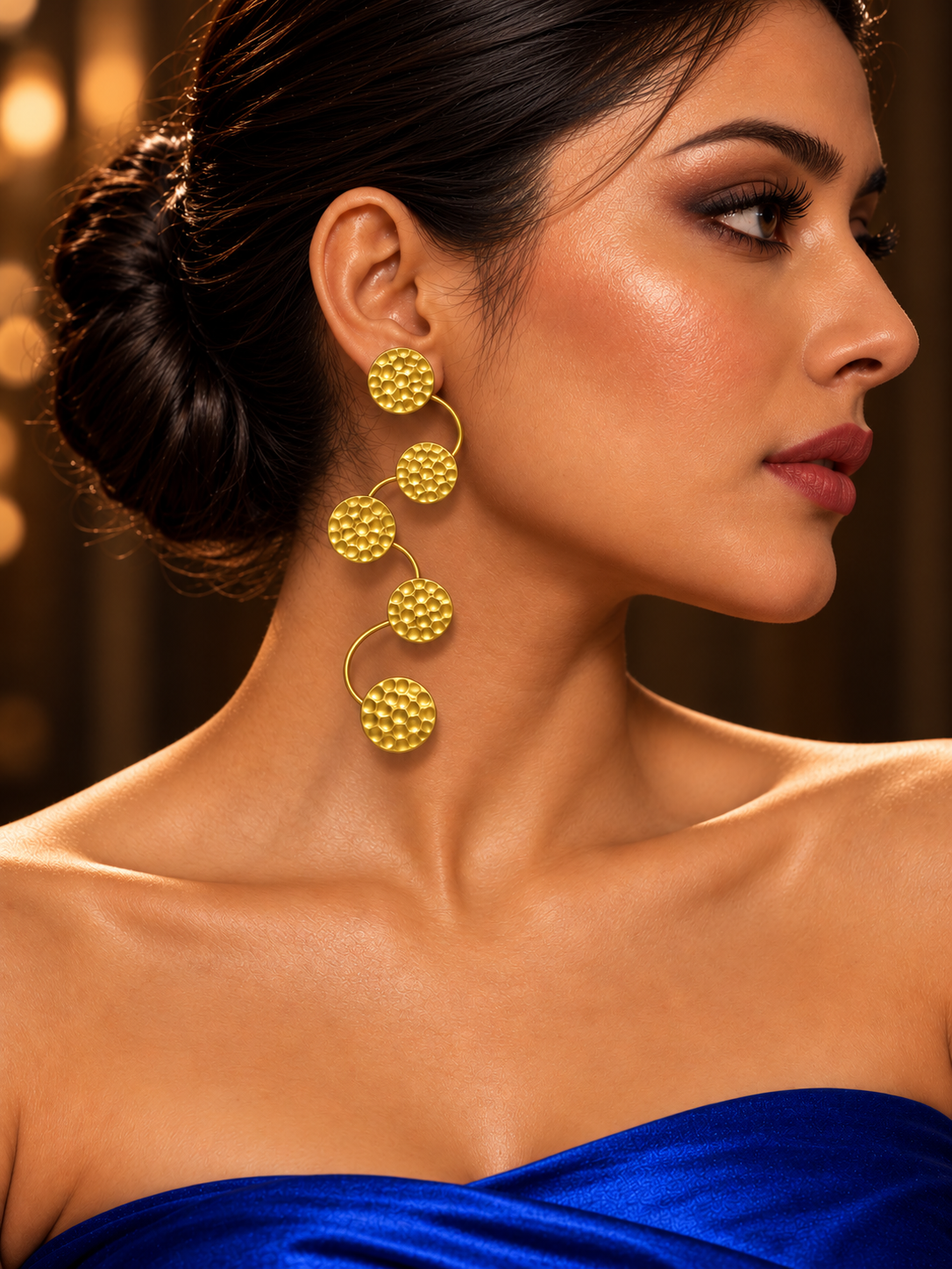 Devayana Coins Statement Brass Dangler Earrings