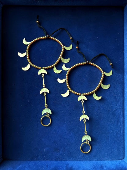 Minimalist Moon Chandni Brass Foot Harness Anklets (1 pair)