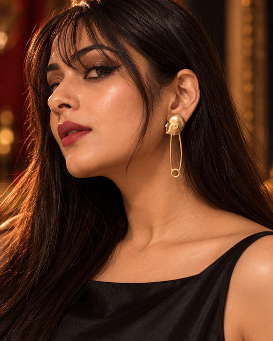Safety Person Premium Sculptural Brass Dangler Earrings