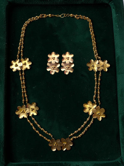 Bangaliana Brass Long Chain Necklace Set