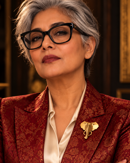 Gajagamini Premium Sculptural Brass Brooch