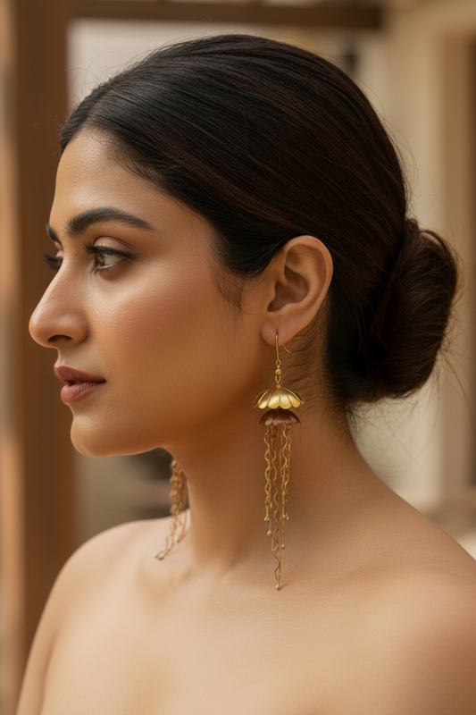 Jellyfish Copper and Brass Dangler Earrings