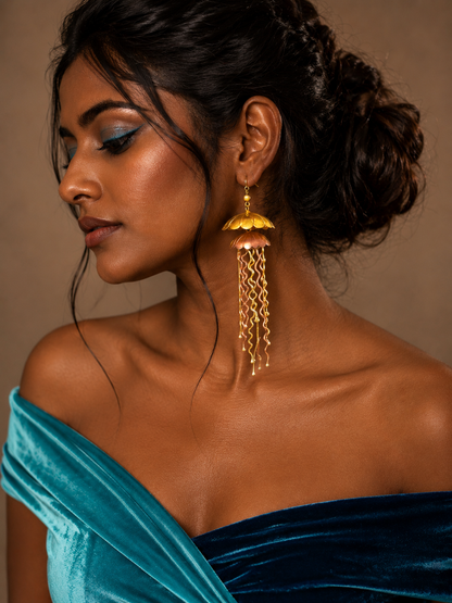Jellyfish Copper and Brass Dangler Earrings