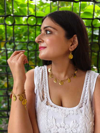 Rhythm of the Moon Brass Necklace Jewelry Set