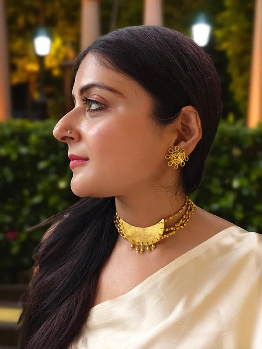 Prathama Chandni Moon Brass Choker Necklace