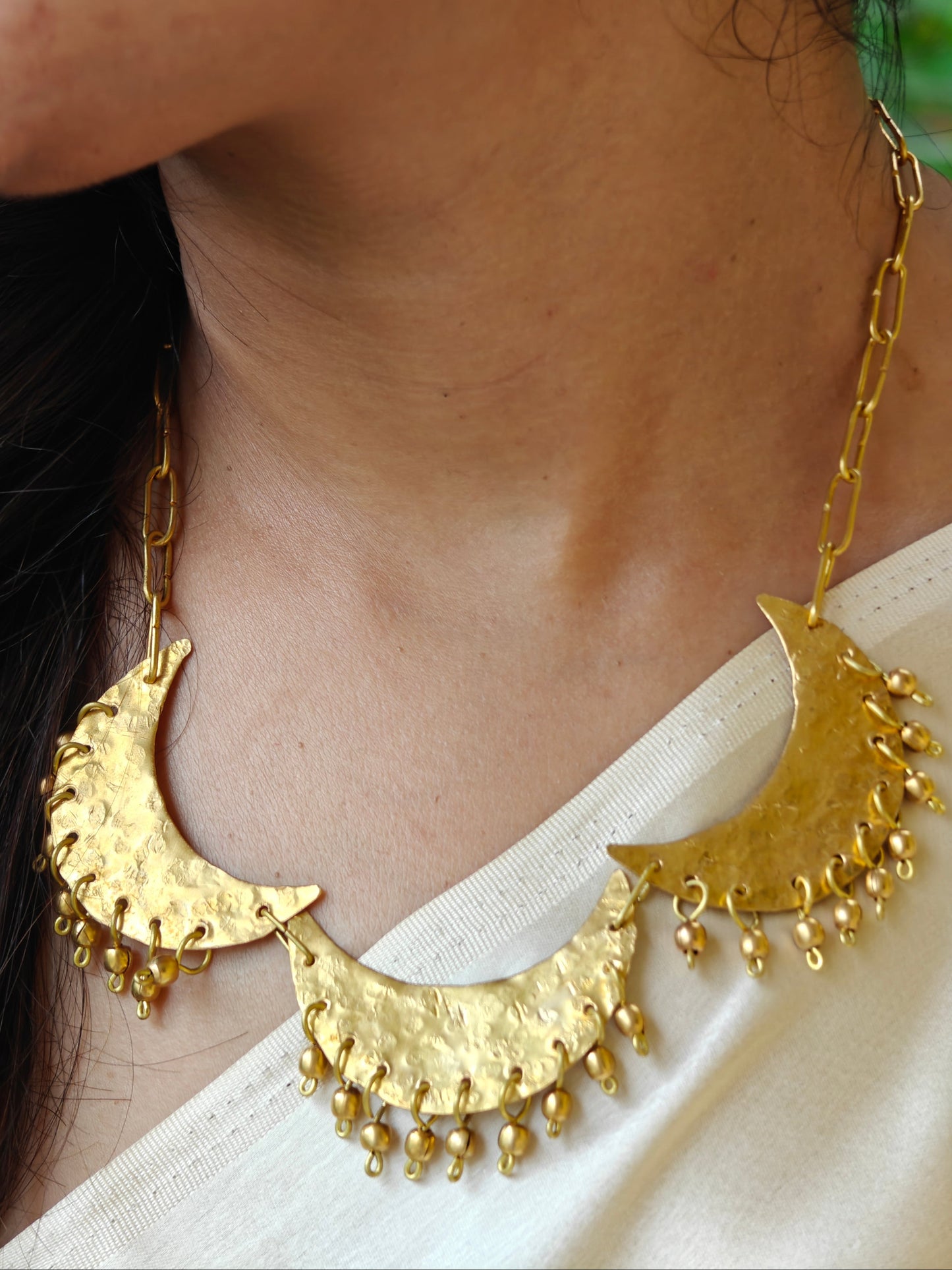 Tritiya Chandni Moon Brass Statement Necklace