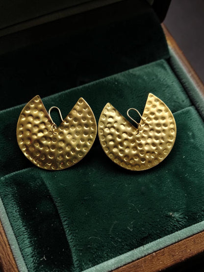 Zahara Bold Coin Brass Dangler Earrings