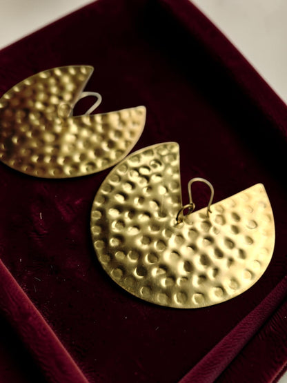 Zahara Bold Coin Brass Dangler Earrings
