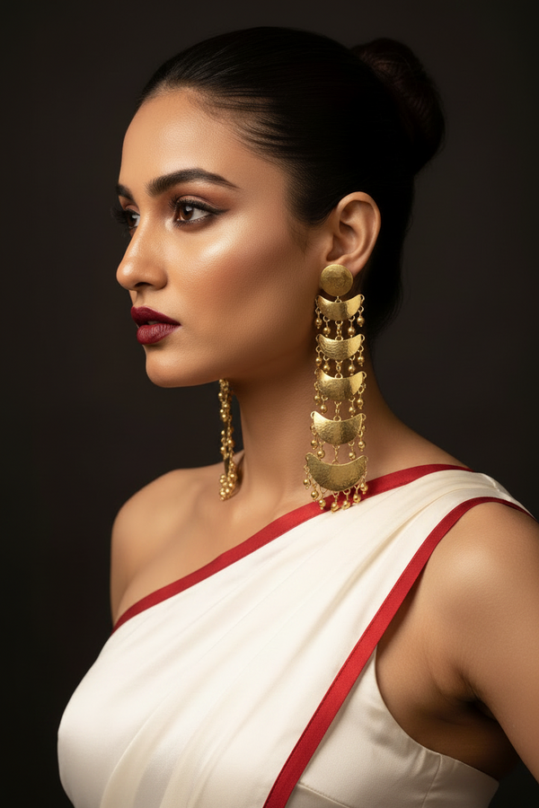 Chandramukhi Moon Brass Dangler Earrings